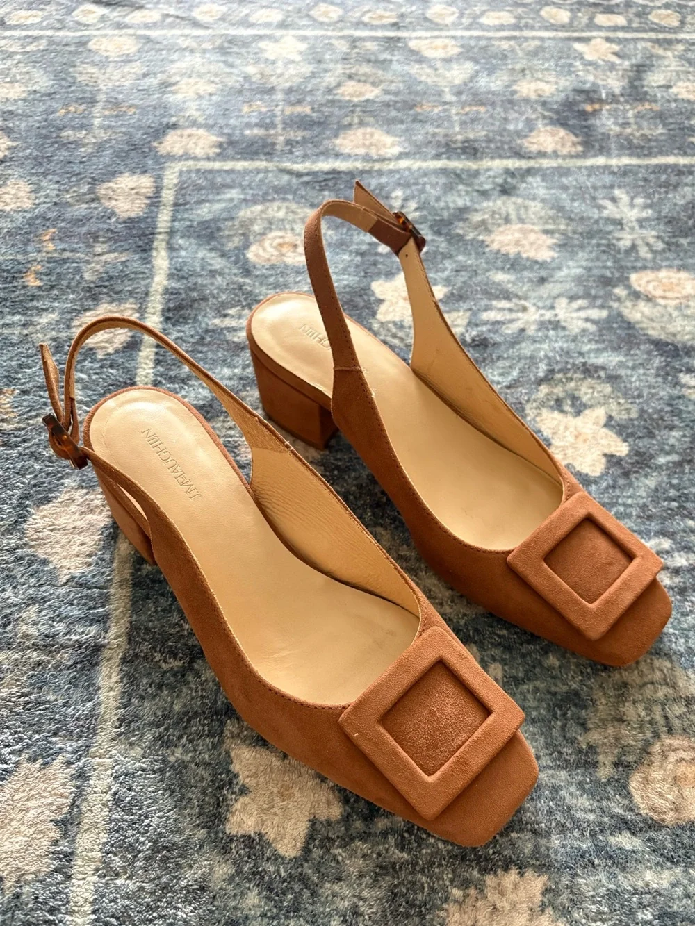 J. McLaughlin Frenchette Suede Slingback Block Heel Pumps Size 6.5